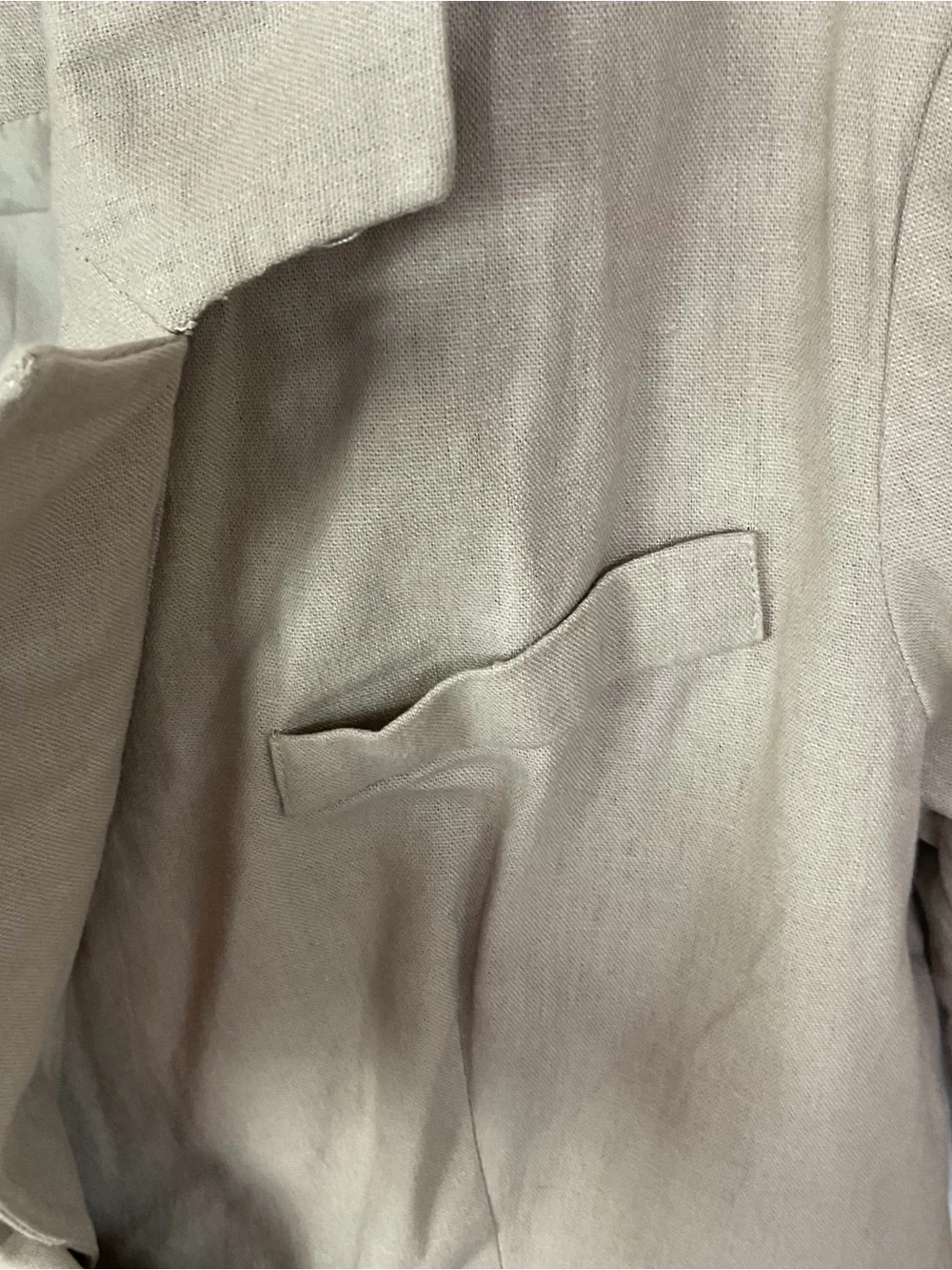 H by Halston Women's Tan Notch Collar Linen Blend Cropped Blazer Jacket Size S